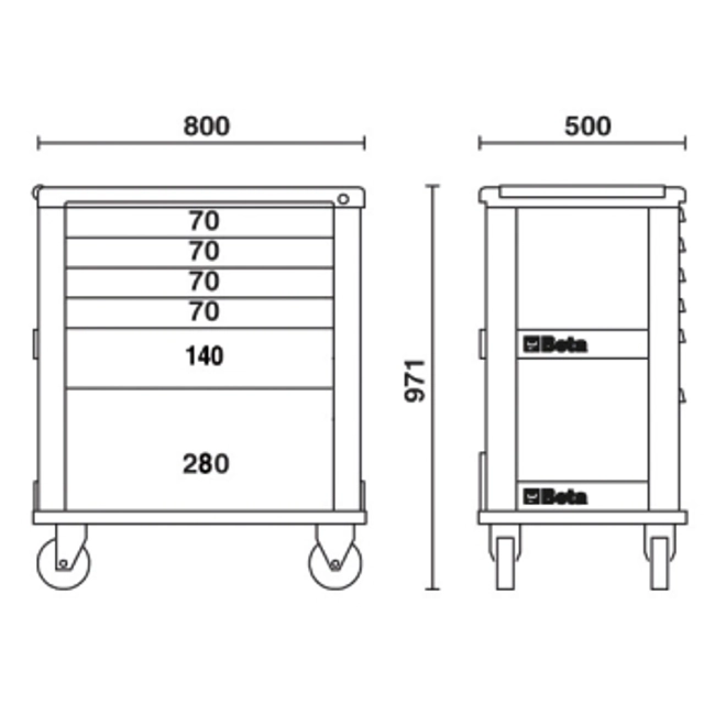 Vendita online Carrello 6 cassetti art.C39/6